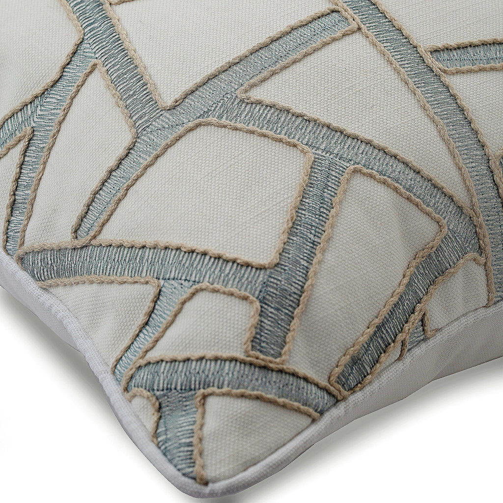 Cross Paths - White Linen Throw Pillow Cover