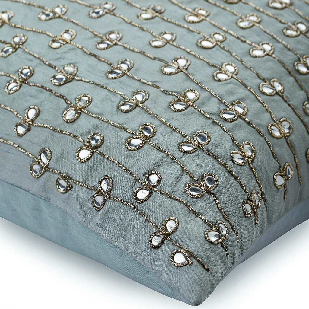 Crystal Buttercups - Light Blue Art Silk Throw Pillow Cover