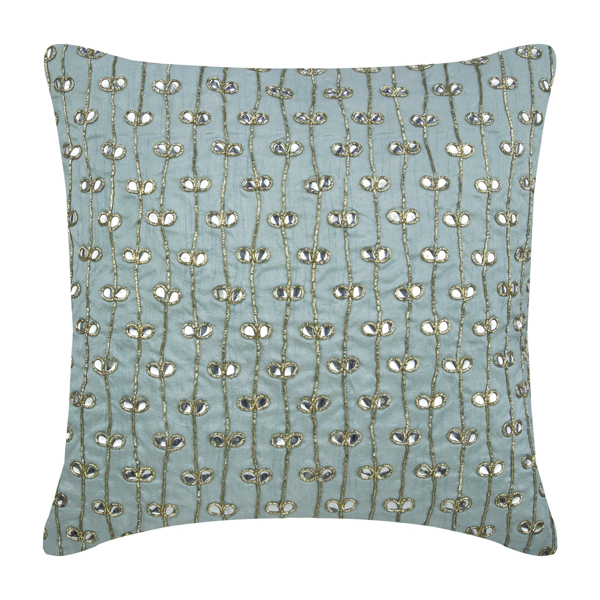 Crystal Buttercups - Light Blue Art Silk Decorative Euro Sham