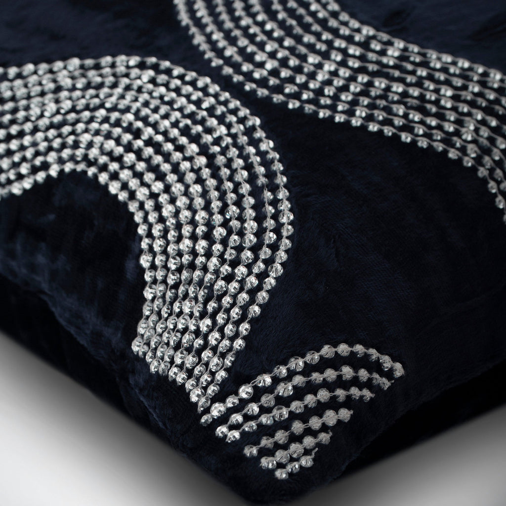 Crystal Gush - Navy Blue Velvet Decorative Euro Sham