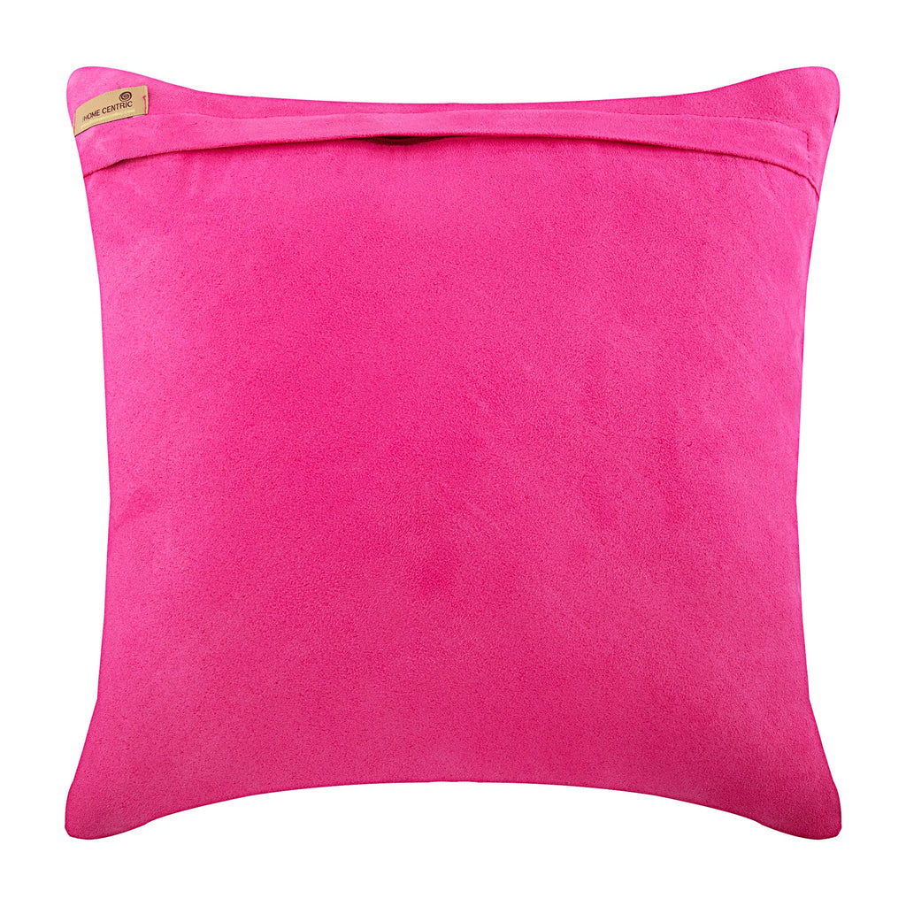 Crystal Heart - Fuchsia Pink Suede Throw Pillow Cover