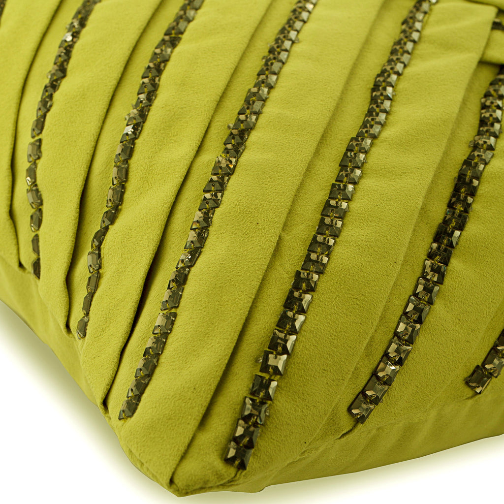 Crystal Lady - Apple Green Suede Throw Pillow Cover