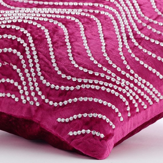 Crystal Twist - Fuchsia Pink Velvet Decorative Euro Sham