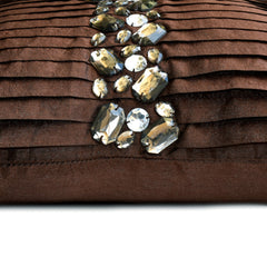 Crystal Dreams - Art Silk Brown Decorative Lumbar Pillow Cover