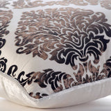 Creamy Damask - Cream Burnout Velvet Throw Pillow Cover