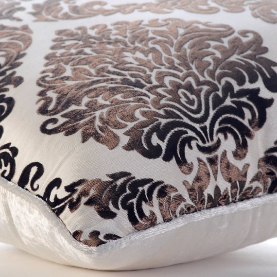 Damask Glitterati - Silver Linen Throw Pillow Cover