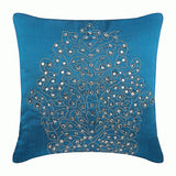 Damask Royal Blue - Royal Blue Art Silk Decorative Euro Sham