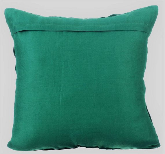 Dark Green Pintuck Block - Dark Green Cotton Linen Throw Pillow Cover