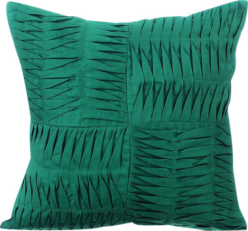 Dark Green Pintuck Block Pillow Cover