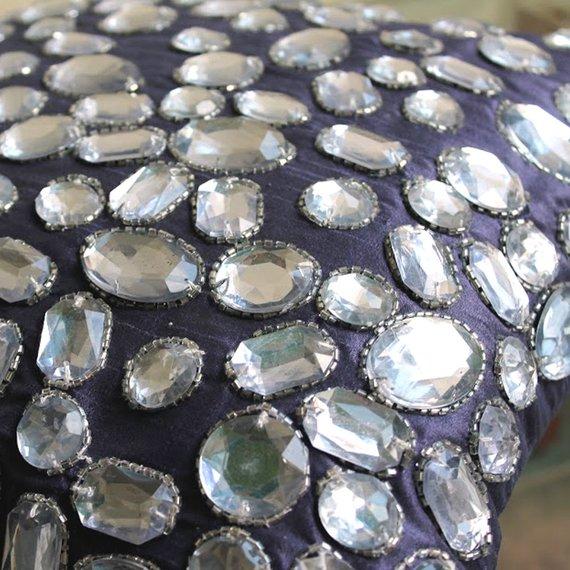 Diamante Sparkle - Purple Art Silk Decorative Euro Sham