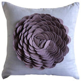 Flowerbed - Purple Felt Throw Cushion Cover