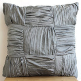 Dreamy Silver Gray - Gray Crushed Art Silk Throw Pillow Cover