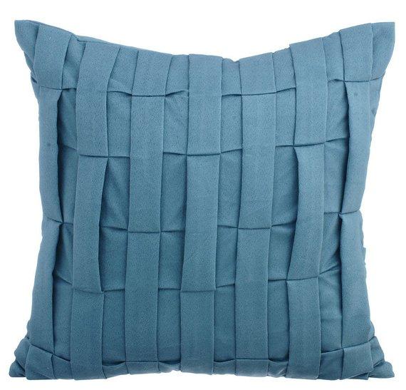 Dull Blue Love Tune - Dull Blue Faux Suede Decorative Euro Sham