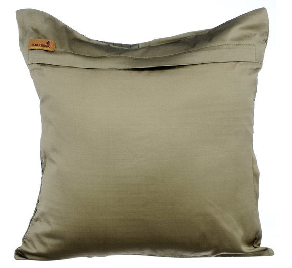 Earthy Elements - Taupe Green Art Silk Throw Pillow Cover