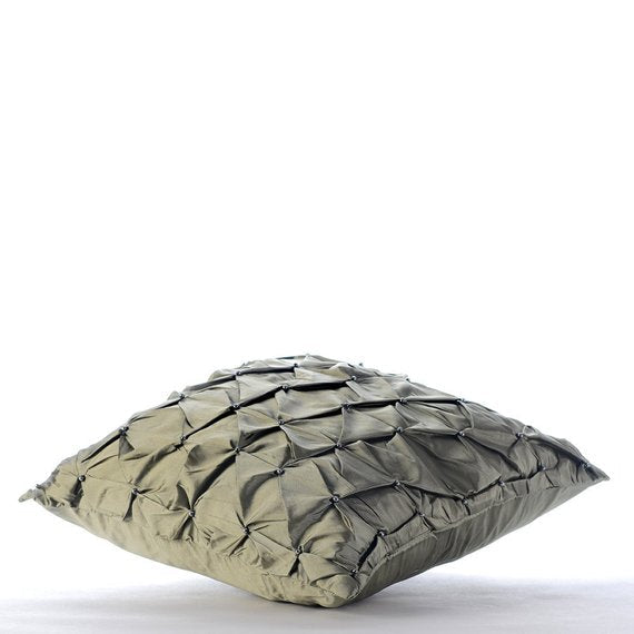 Earthy Texture - Green Taffeta Throw Pillow Cover