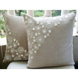 Elegance - Natural Beige Cotton Linen Throw Pillow Cover