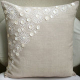 Elegance - Natural Beige Cotton Linen Throw Pillow Cover