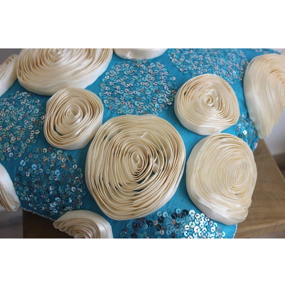 Eternity - Aqua Blue Art Silk Throw Pillow Cover