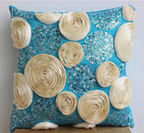 Eternity - Aqua Blue Art Silk Throw Pillow Cover