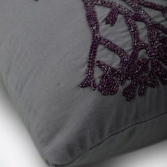Faraway Tree - Gray Cotton Linen Throw Pillow Cover