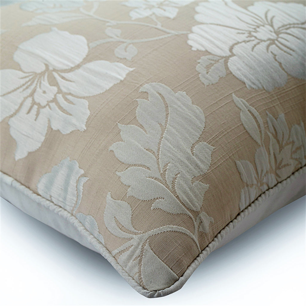 Floral Lady - Beige Jacquard Silk Decorative Euro Sham