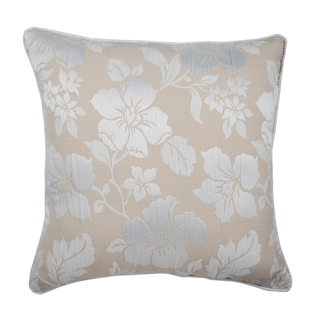Floral Lady - Beige Jacquard Silk Decorative Euro Sham