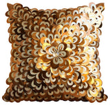 Metallic Floral - Silver Art Silk Throw Pillow Cover