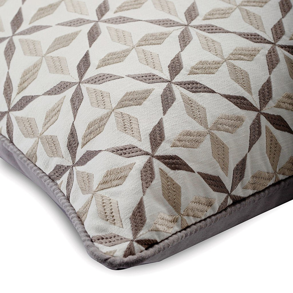 Florastic Lattice - Gray Jacquard Silk Decorative Euro Sham