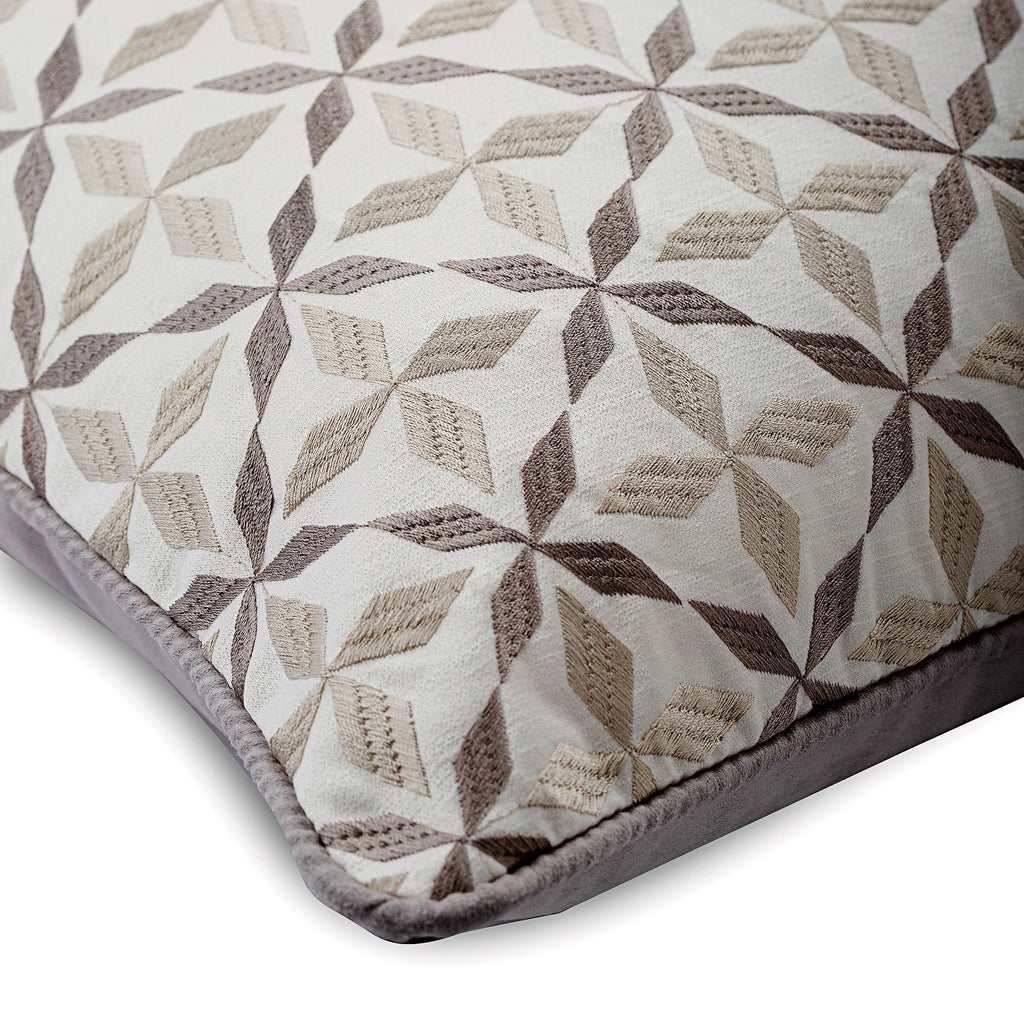Florastic Lattice - Gray Jacquard Silk Throw Pillow Cover
