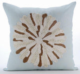 Flower Bud - Light Blue Cotton Linen Decorative Euro Sham