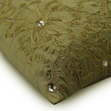 Flower Jewel - Earthy Green Silk Decorative Euro Sham