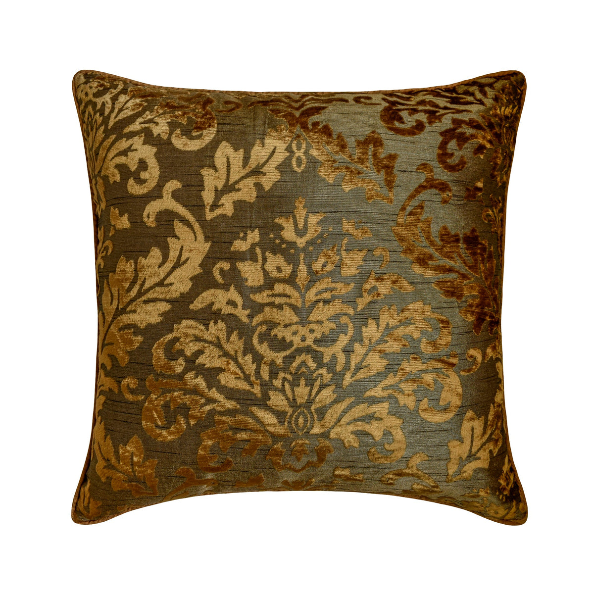 Folding Flames - Olive Green Velvet Throw Cushion Cover
