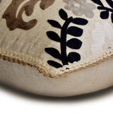 Folk Song - Beige Linen Throw Pillow Cover