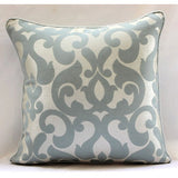 Forever Damask - Blue Jacquard Weave Throw Pillow Cover
