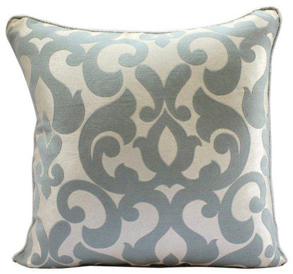 Forever Damask - Blue Jacquard Weave Decorative Euro Sham