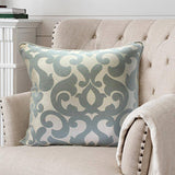 Forever Damask - Blue Jacquard Weave Throw Pillow Cover