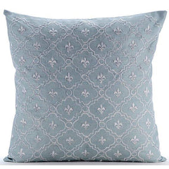 French Nautical - Light Blue Art Silk Decorative Euro Sham