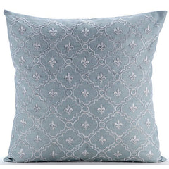 French Nautical - Light Blue Art Silk Decorative Euro Sham