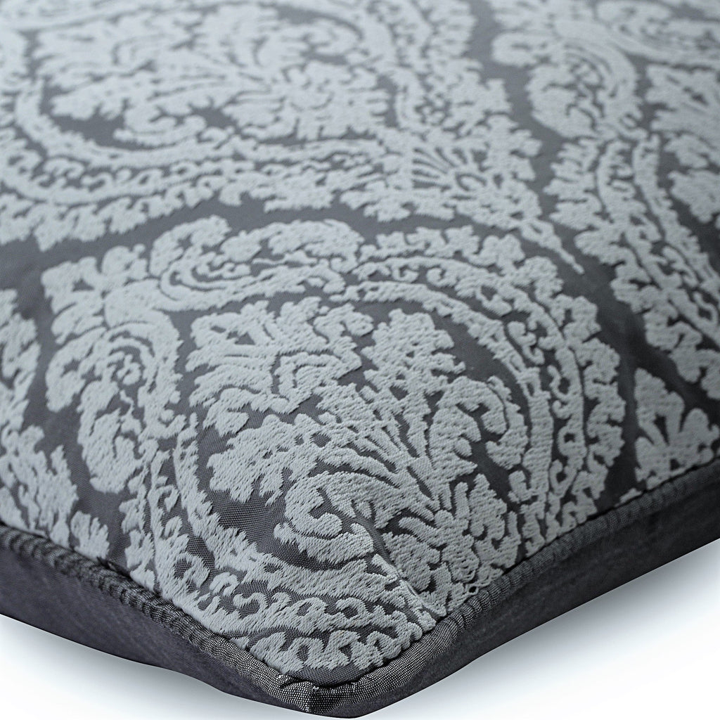 Frosted Damask - Gray Jacquard Silk Decorative Euro Sham