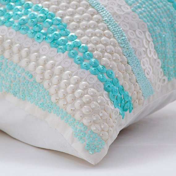 Frozen In Time Blue Sequin Throw Pillow Cover