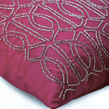 Fuchsia N Silver - Fuchsia Pink Art Silk Decorative Euro Sham