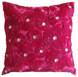 Vintage Joy - Fuchsia Pink Art Silk Throw Pillow Cover