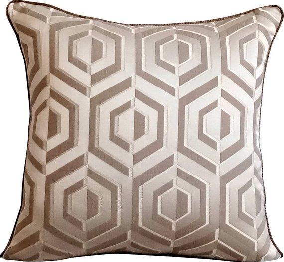 Future Trellis - Gray Jacquard Art Silk Decorative Euro Sham