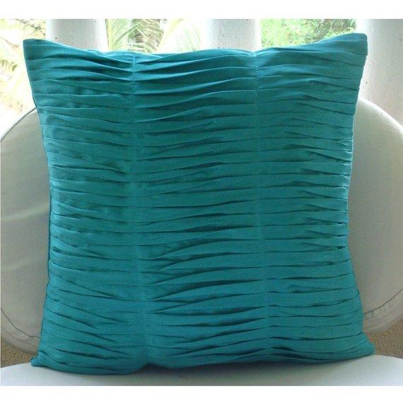 Gentle Waves - Turquoise Blue Art Silk Decorative Euro Sham