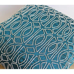 Geometric Royal Peacock Green - Royal Peacock Green Art Silk Decorative Euro Sham