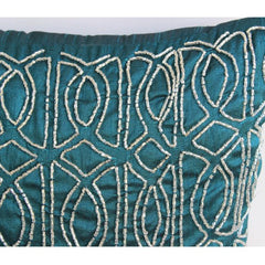 Geometric Royal Peacock Green - Royal Peacock Green Art Silk Throw Pillow Cover