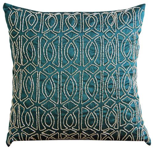 Geometric Royal Peacock Green Euro Sham