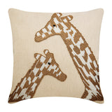 Giraffe Talk - Natural Beige Linen Decorative Euro Sham