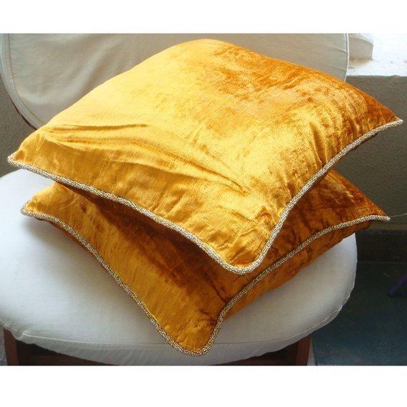 Glorious Flame - Gold Velvet Decorative Euro Sham