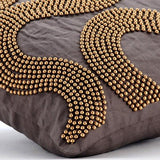 Gold Bead Trail - Brown Cotton Linen Decorative Euro Sham